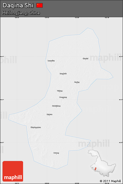 Silver Style Map of Daqina Shi, single color outside