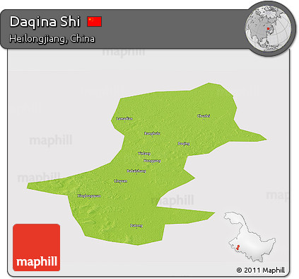 Physical Panoramic Map of Daqina Shi, cropped outside