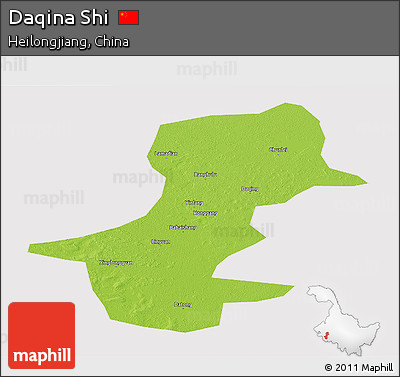 Physical Panoramic Map of Daqina Shi, cropped outside