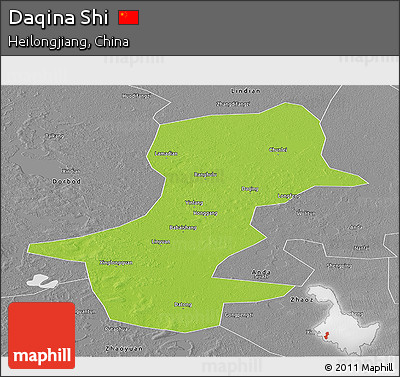 Physical Panoramic Map of Daqina Shi, desaturated