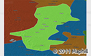Political Panoramic Map of Daqina Shi, darken
