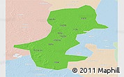 Political Panoramic Map of Daqina Shi, lighten