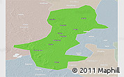 Political Panoramic Map of Daqina Shi, lighten, semi-desaturated