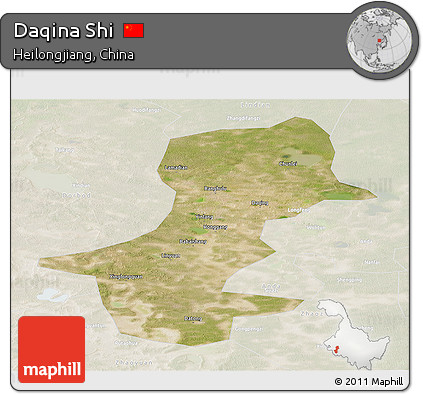 Satellite Panoramic Map of Daqina Shi, lighten