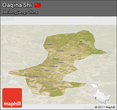 Satellite Panoramic Map of Daqina Shi, lighten