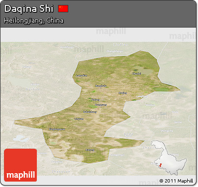 Satellite Panoramic Map of Daqina Shi, lighten