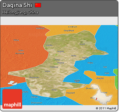 Satellite Panoramic Map of Daqina Shi, political outside