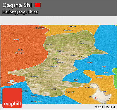 Satellite Panoramic Map of Daqina Shi, political outside