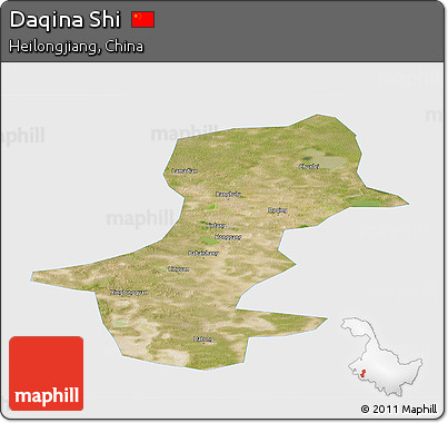 Satellite Panoramic Map of Daqina Shi, single color outside