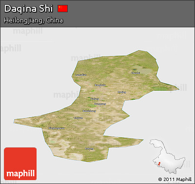 Satellite Panoramic Map of Daqina Shi, single color outside