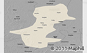 Shaded Relief Panoramic Map of Daqina Shi, darken, desaturated