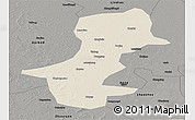 Shaded Relief Panoramic Map of Daqina Shi, darken, semi-desaturated