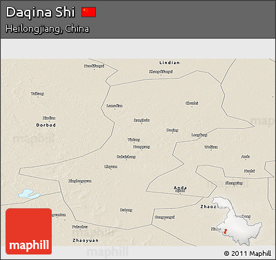 Shaded Relief Panoramic Map of Daqina Shi