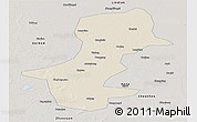 Shaded Relief Panoramic Map of Daqina Shi, semi-desaturated