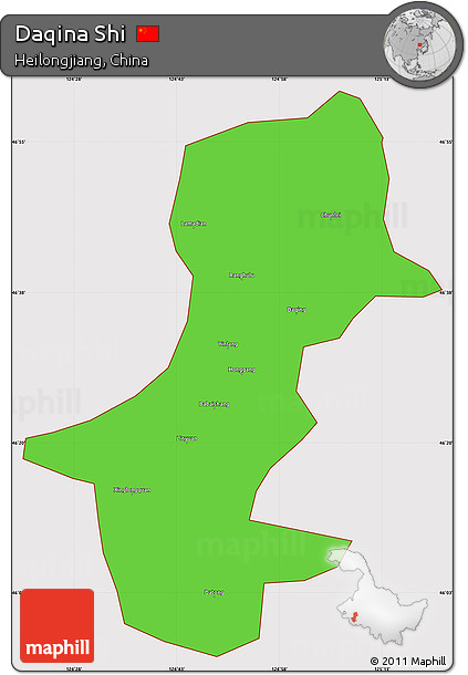 Political Simple Map of Daqina Shi, cropped outside