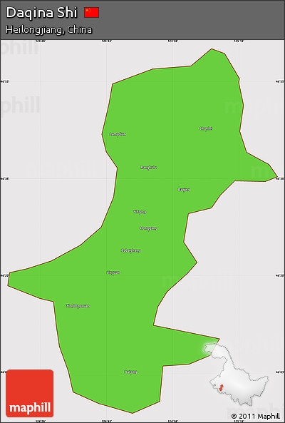 Political Simple Map of Daqina Shi, cropped outside
