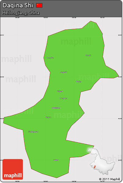 Political Simple Map of Daqina Shi, cropped outside