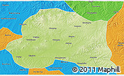 Physical 3D Map of Dedu, political outside