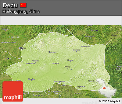Physical 3D Map of Dedu, satellite outside