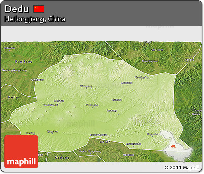 Physical 3D Map of Dedu, satellite outside