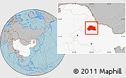 Gray Location Map of Dedu, highlighted country, hill shading