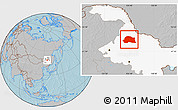 Gray Location Map of Dedu, highlighted parent region, hill shading