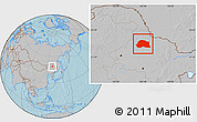 Gray Location Map of Dedu, hill shading