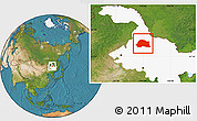 Satellite Location Map of Dedu, highlighted parent region