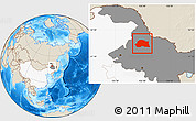 Shaded Relief Location Map of Dedu, highlighted country, highlighted parent region