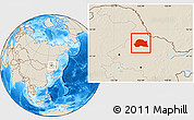 Shaded Relief Location Map of Dedu