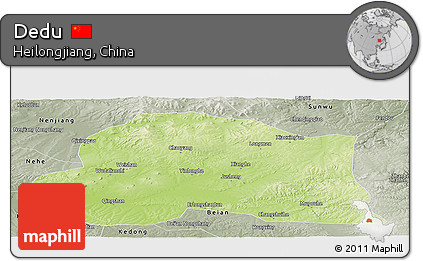 Physical Panoramic Map of Dedu, semi-desaturated