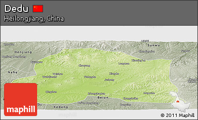 Physical Panoramic Map of Dedu, semi-desaturated