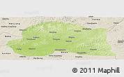 Physical Panoramic Map of Dedu, shaded relief outside