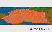 Political Panoramic Map of Dedu, darken