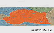 Political Panoramic Map of Dedu, semi-desaturated