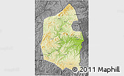 Physical 3D Map of Dongning, darken, desaturated