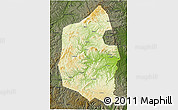 Physical 3D Map of Dongning, darken