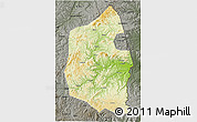 Physical 3D Map of Dongning, darken, semi-desaturated