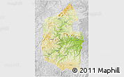 Physical 3D Map of Dongning, lighten, desaturated