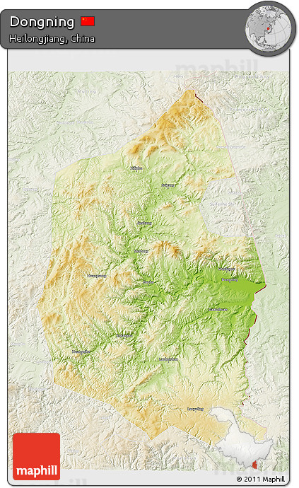 Physical 3D Map of Dongning, lighten
