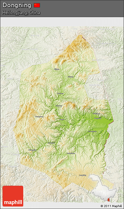Physical 3D Map of Dongning, lighten