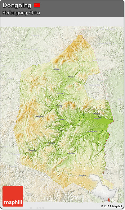 Physical 3D Map of Dongning, lighten