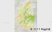 Physical 3D Map of Dongning, lighten, semi-desaturated