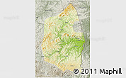 Physical 3D Map of Dongning, semi-desaturated