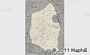 Shaded Relief 3D Map of Dongning, darken, semi-desaturated