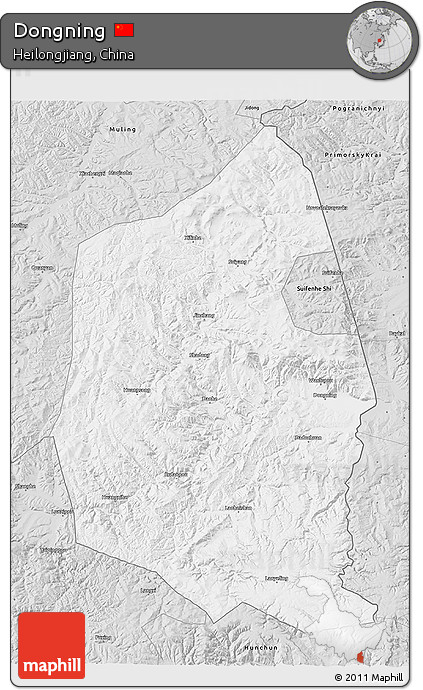 Silver Style 3D Map of Dongning