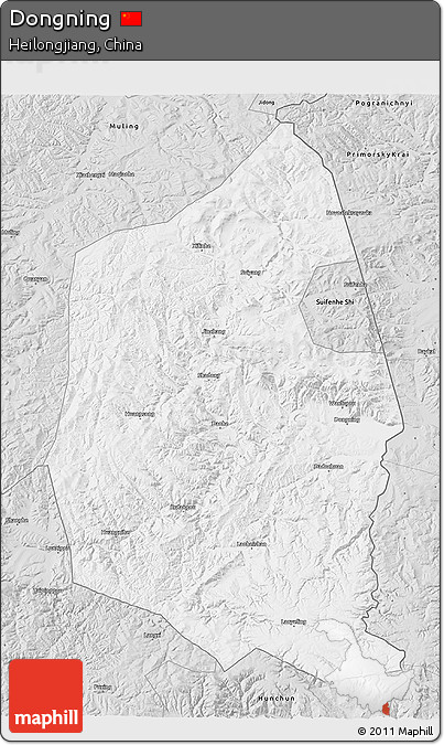 Silver Style 3D Map of Dongning