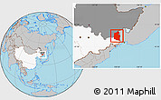 Gray Location Map of Dongning, highlighted country, highlighted parent region