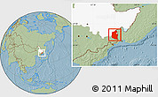 Savanna Style Location Map of Dongning, highlighted parent region, hill shading