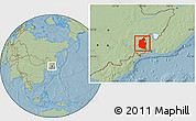 Savanna Style Location Map of Dongning, hill shading